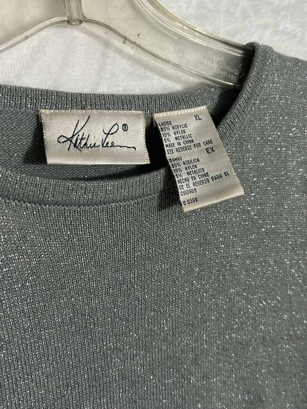 Sparkle Crewneck Top in Silver Gray